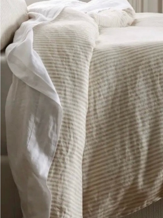 Quince Other - NWOT Quince European Linen Stripe 1 Piece Duvet Cover, Full/Queen (Natural)
